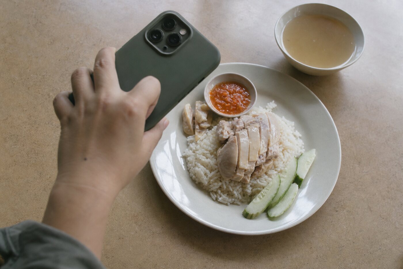 Photographing a plate of local food